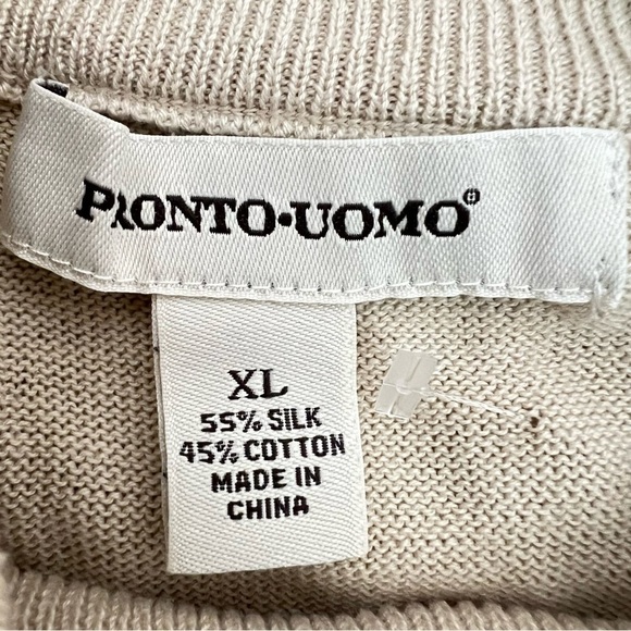 Pronto Uomo Sweater Mock Neck Silk Blend Sz XL Tan Long Sleeve Pullover - Picture 8 of 9